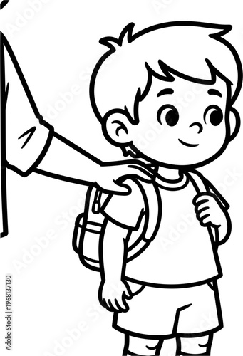 Little Boy with Backpack Smiling.