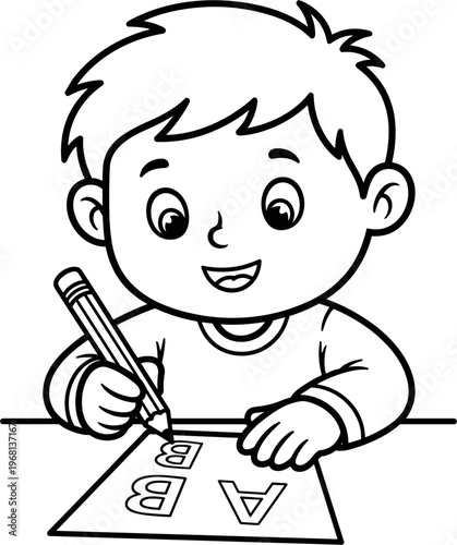 Little boy writing on paper 2.