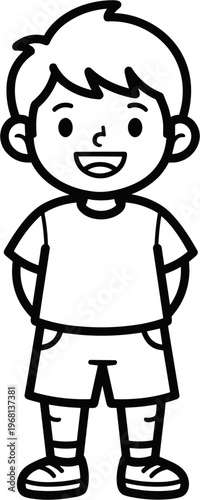 Smiling Boy in Casual Clothing Standing 1.