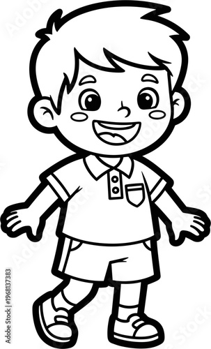 Smiling Boy in Casual Outfit Standing.