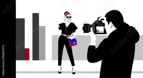 Fashion Photographer Shoots Stylish Model with Handbag
