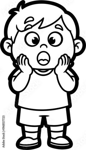 Surprised little boy with hands on face 1.
