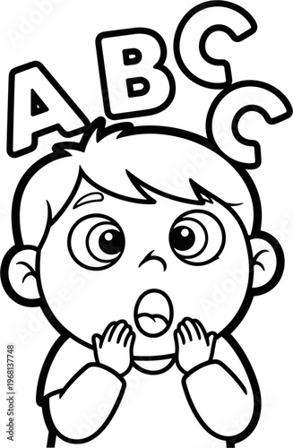 Surprised little boy with hands on face.