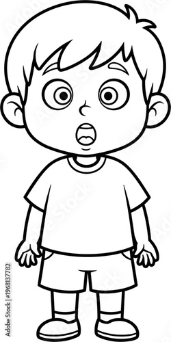 Surprised young boy with open mouth.