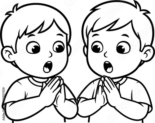 Two Boys with Surprised Facial Expressions.