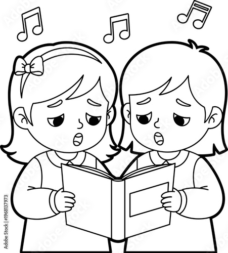 Two children reading a book together.