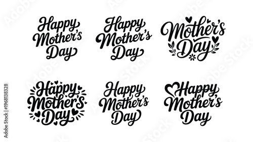 Happy mothers day lettering collection for greeting cards and social media.