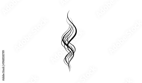 Abstract swirling smoke silhouette vector with soft flowing curves in black and white minimalist design
