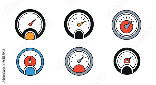 Barometer Line art vector set simple color pattern illustration