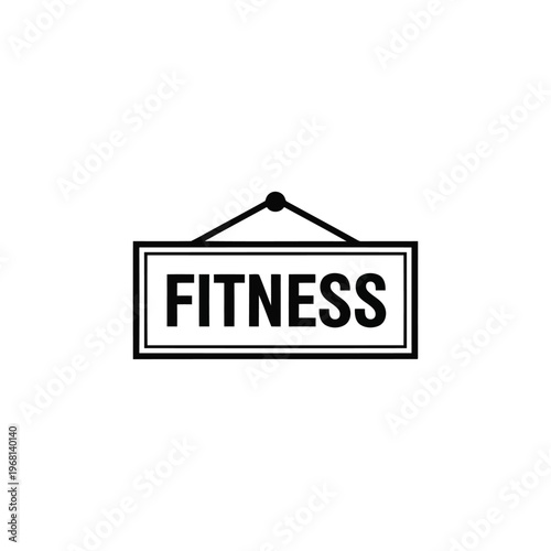 Fitness sign icon, gym or health club hanging sign, vector illustration vector