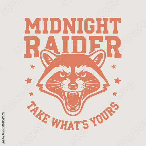 Raccoon face with angry expression.