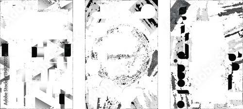 Grungy isolated layers . Design element for brochure, social media, posters, flyers. Overlay texture.Textured banner with Distress effect .Vector halftone dots . Screen print texture
