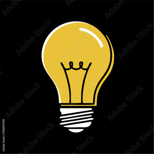 Brightly Lit Incandescent Light Bulb Illuminating a Dark Space.