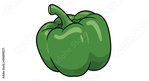 A vibrant and fresh green bell pepper illustration showcasing organic contours and a smooth texture, ideal for healthy eating concepts and culinary