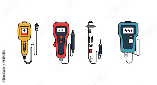 Battery tester Line art vector simple abstract colorful