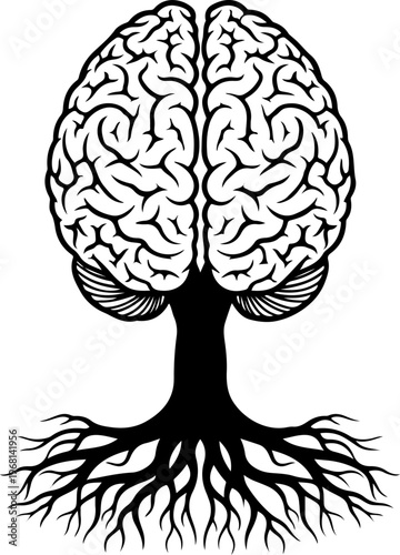 Brain tree silhouette Vector illustration