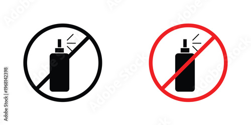 No aerosol spray sign in doodles flat and line stroke pack