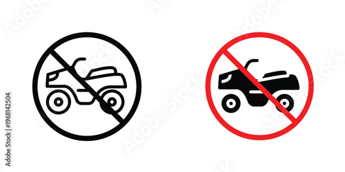 No all terrain vehicle sign in doodles flat and line stroke pack