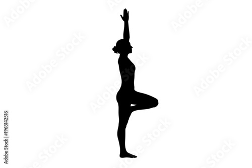 Tranquil Balance: The silhouette of a person practices the tree pose in a moment of stillness and strength, embodying the essence of yoga and mindfulness.
