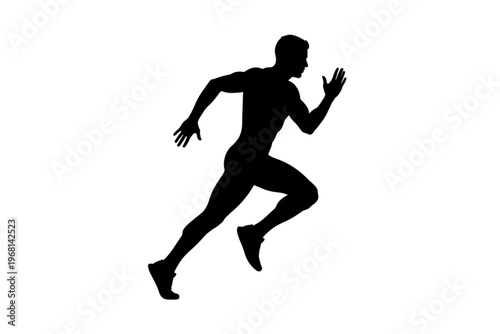 Silhouette of Speed: Dynamic silhouette of an athlete in full stride, capturing the essence of motion and agility. Ideal for themes of fitness, competition, and determination.