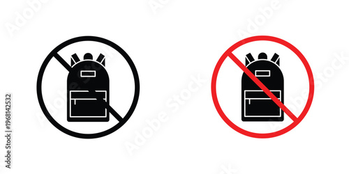 No backpacks allowed sign in doodles flat and line stroke pack