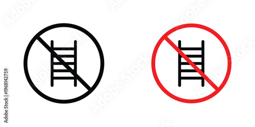 No climbing allowed sign in doodles flat and line stroke pack
