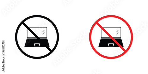 No computer sign in doodles flat and line stroke pack