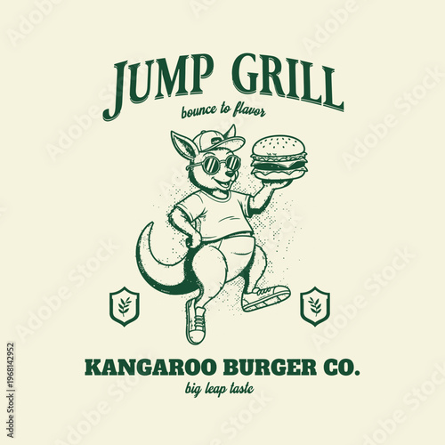 Kangaroo holding a burger.