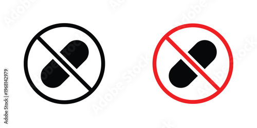 No drugs sign in doodles flat and line stroke pack