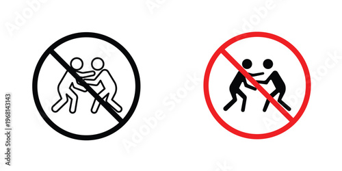 No fight sign in doodles flat and line stroke pack