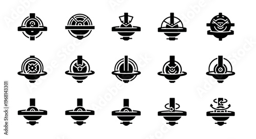 Black coffee shop, cafe, restaurant, and tea house icons, 15 logo designs, vector graphics