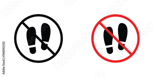 No foot print sign in doodles flat and line stroke pack