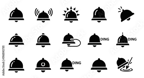 Bell, bellhop, service bell, hotel icons, 13 black cloche symbols