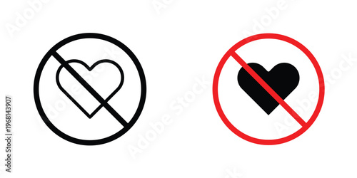 No love sign in doodles flat and line stroke pack