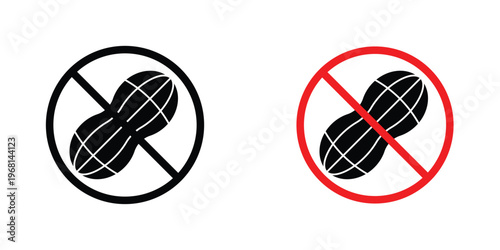 No peanut sign in doodles flat and line stroke pack