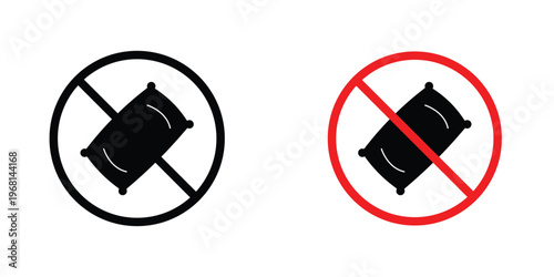 No pillow sign in doodles flat and line stroke pack
