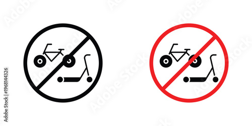No scooters sign in doodles flat and line stroke pack