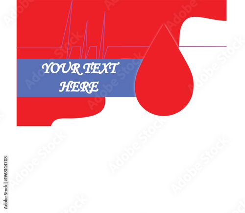 Red blood cells and a 3d blood pressure monitor icon on a red business banner design illustration symbol for a medical holiday celebration card sign