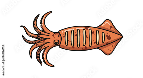 Vibrant cartoon squid illustration featuring aquatic marine life a cheerful cephalopod drawing
