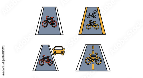 bike lane Line art vector set clean abstract