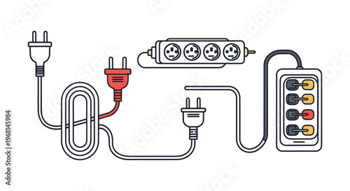 Extension Cord Line art vector simple clean abstract