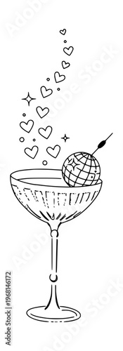 Disco martini cocktail illustration