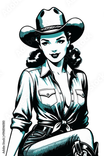 Cowgirl pin-up illustration