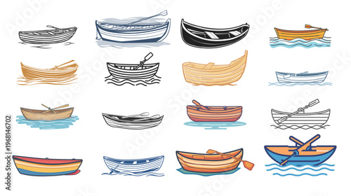 Rowing boat outline icon, vector illustration isolated on white background