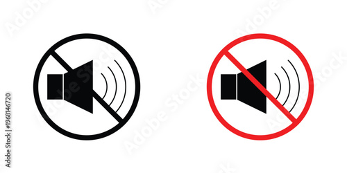 No sound sign in doodles flat and line stroke pack