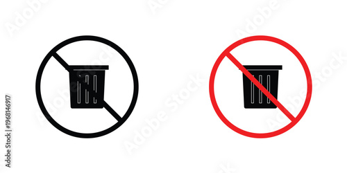 No trash sign in doodles flat and line stroke pack