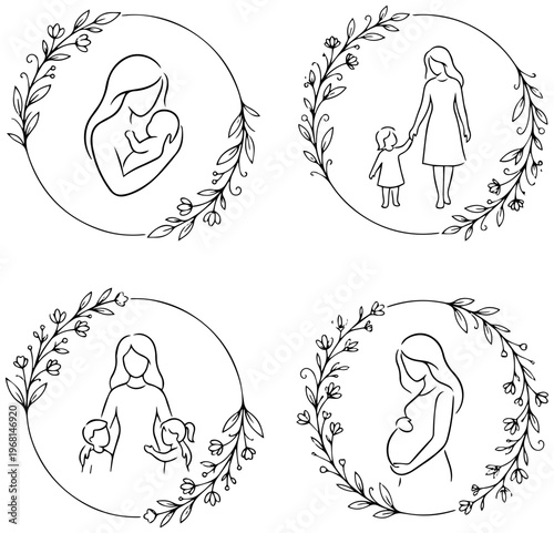 Tender moments of motherhood with floral wreaths