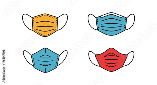 Face mask Line art vector set clean modern abstract illustration