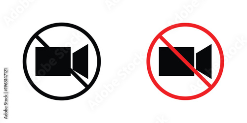 No video recording sign in doodles flat and line stroke pack