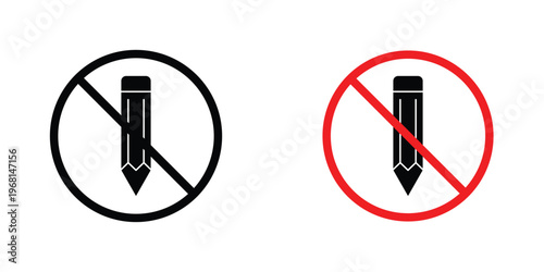 No writing sign in doodles flat and line stroke pack